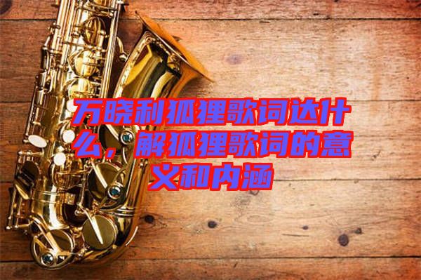 萬曉利狐貍歌詞達什么，解狐貍歌詞的意義和內(nèi)涵