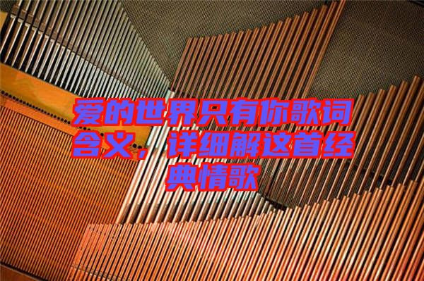 愛的世界只有你歌詞含義，詳細(xì)解這首經(jīng)典情歌