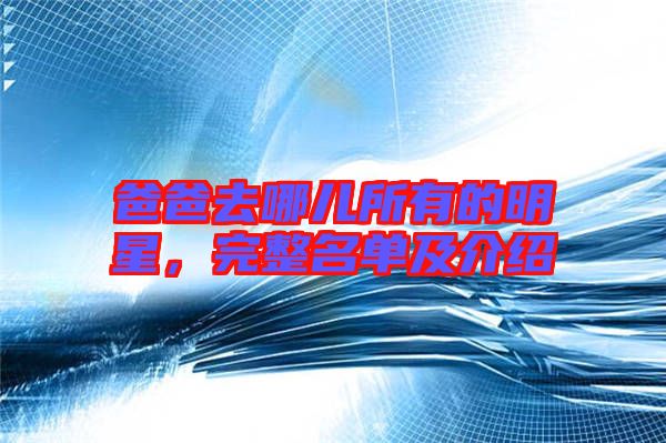 爸爸去哪兒所有的明星，完整名單及介紹