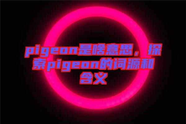 pigeon是啥意思，探索pigeon的詞源和含義