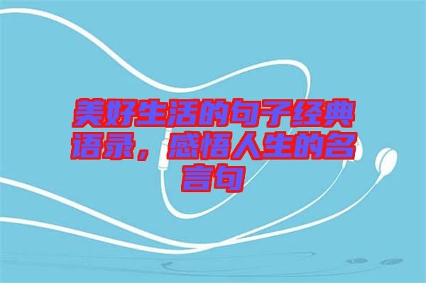 美好生活的句子經(jīng)典語錄，感悟人生的名言句