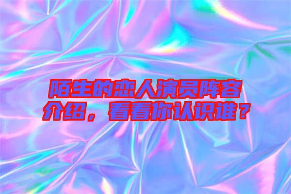 陌生的戀人演員陣容介紹，看看你認(rèn)識誰？