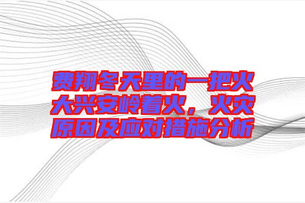 費(fèi)翔冬天里的一把火大興安嶺著火，火災(zāi)原因及應(yīng)對措施分析