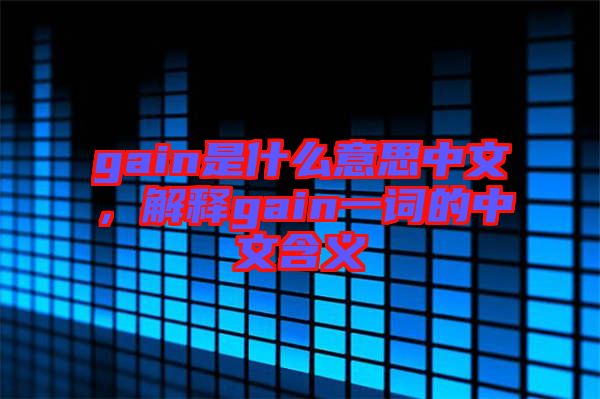 gain是什么意思中文，解釋gain一詞的中文含義