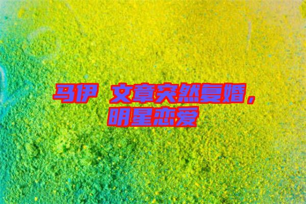 馬伊琍文章突然復(fù)婚，明星戀愛