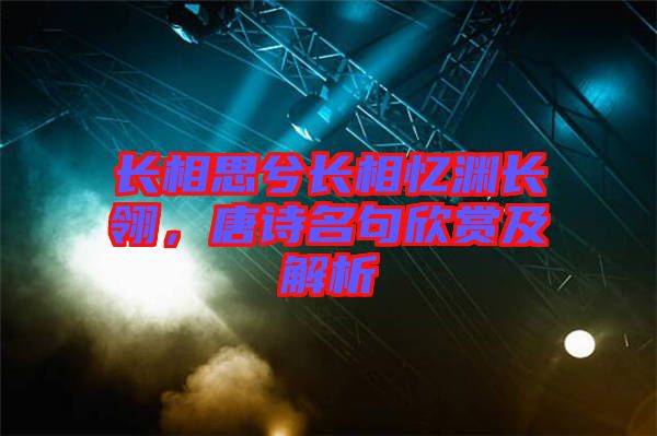 長(zhǎng)相思兮長(zhǎng)相憶淵長(zhǎng)翎，唐詩(shī)名句欣賞及解析