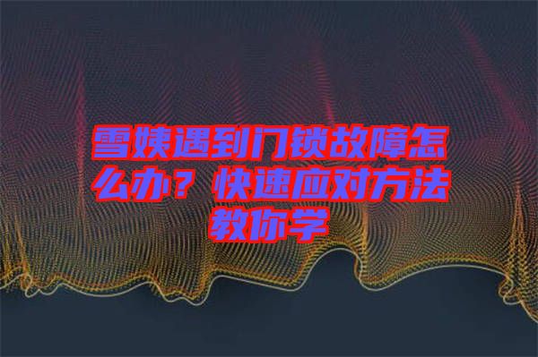 雪姨遇到門鎖故障怎么辦？快速應(yīng)對方法教你學(xué)