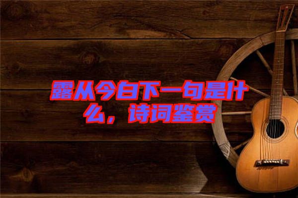 露從今白下一句是什么，詩詞鑒賞