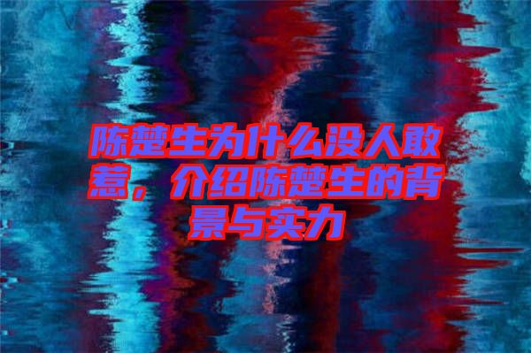 陳楚生為什么沒(méi)人敢惹，介紹陳楚生的背景與實(shí)力